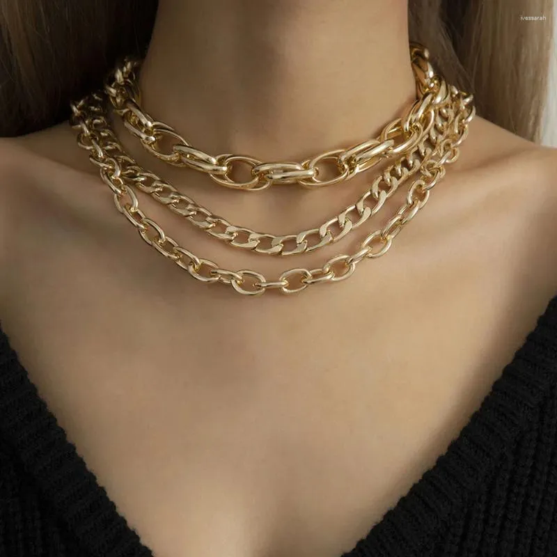 Anhänger Halsketten 2023 Multilevel Ketten Übertrieben Punk Dicke Kette Kragen Für Frauen Mode Gold Farbe Weibliche Halskette Schmuck