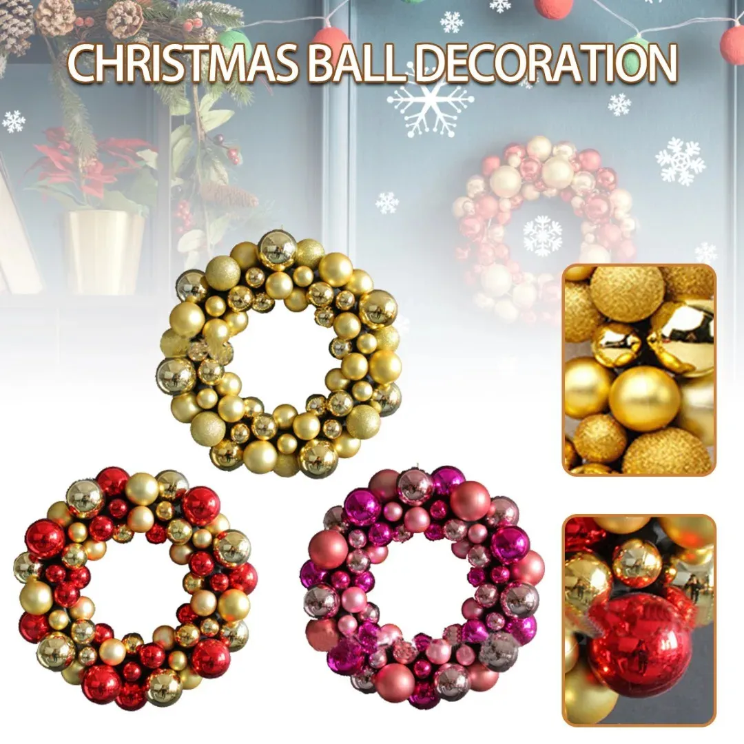 Décorations de Noël en plastique boule de Noël couronne porte d'entrée décor à la maison ornements mur fenêtre suspendus ornements intérieur extérieur décor de Noël 231027