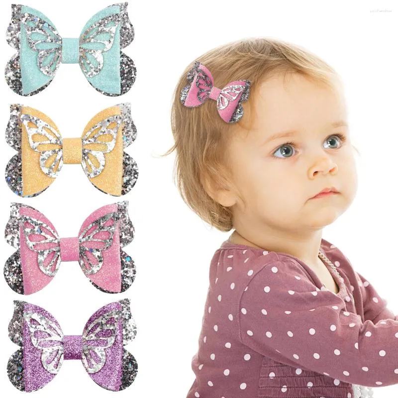 Hair Accessories Glitter Sequins Butterfly Bows With Clips For Baby Girls Clip Handmade Hairpin Head Barrettes Gift