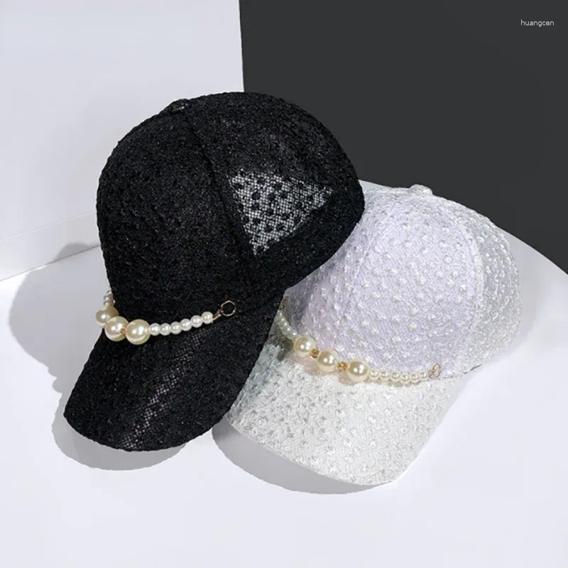 Bola bonés marca moda chapéu feminino pérola casual boné de beisebol ajustável preto malha viseira snapback osso cabido