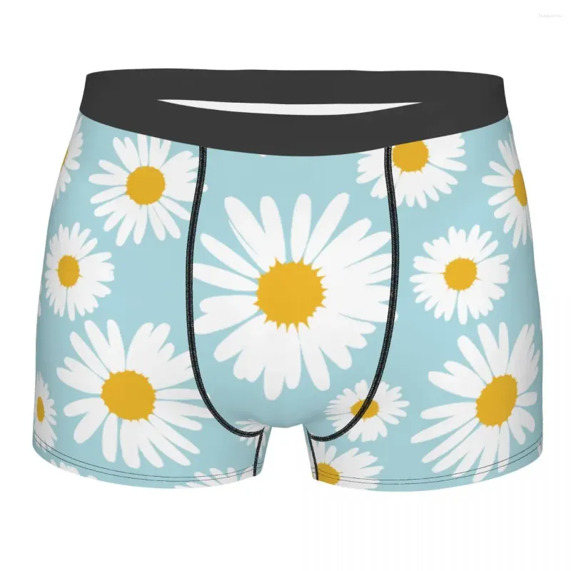 Caleçon Daisy Flower Camomille Coton Culotte Short Boxer Slip Sous-Vêtement Homme Imprimé
