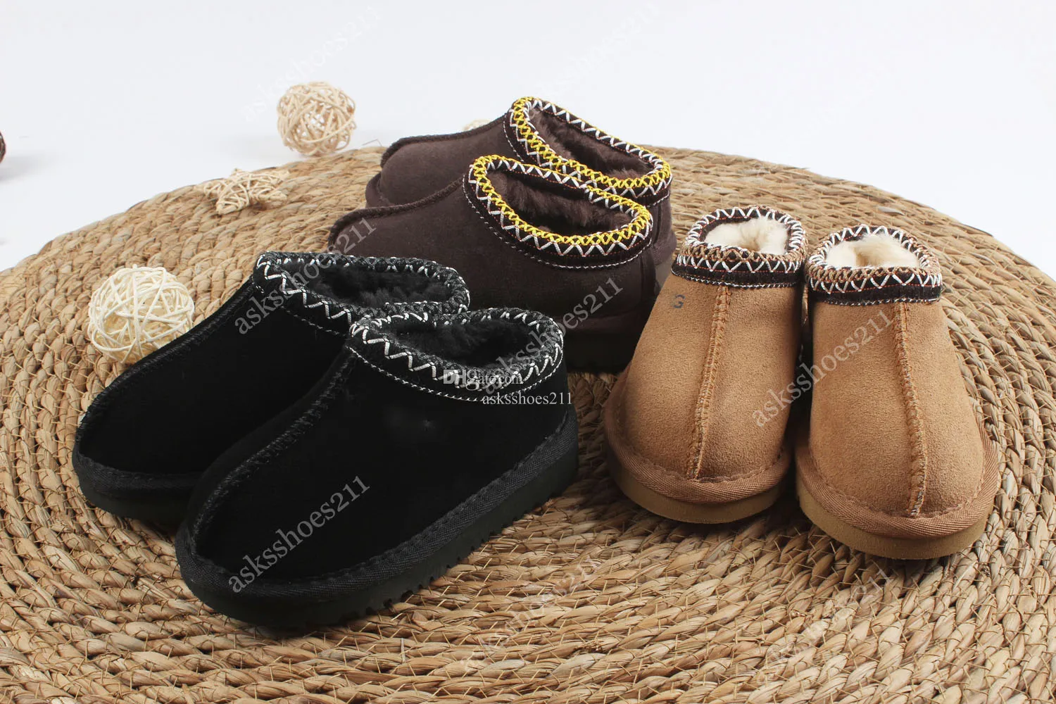 Laarzen Kinderen Peuter Tasman II Pantoffels Tazz Babyschoenen Kastanjebont Slippers Schapenvacht Shearling Klassiek Ultra Mini Boot Winter Muiltjes Instapper Wol Little Big Van 15 57 DHgate