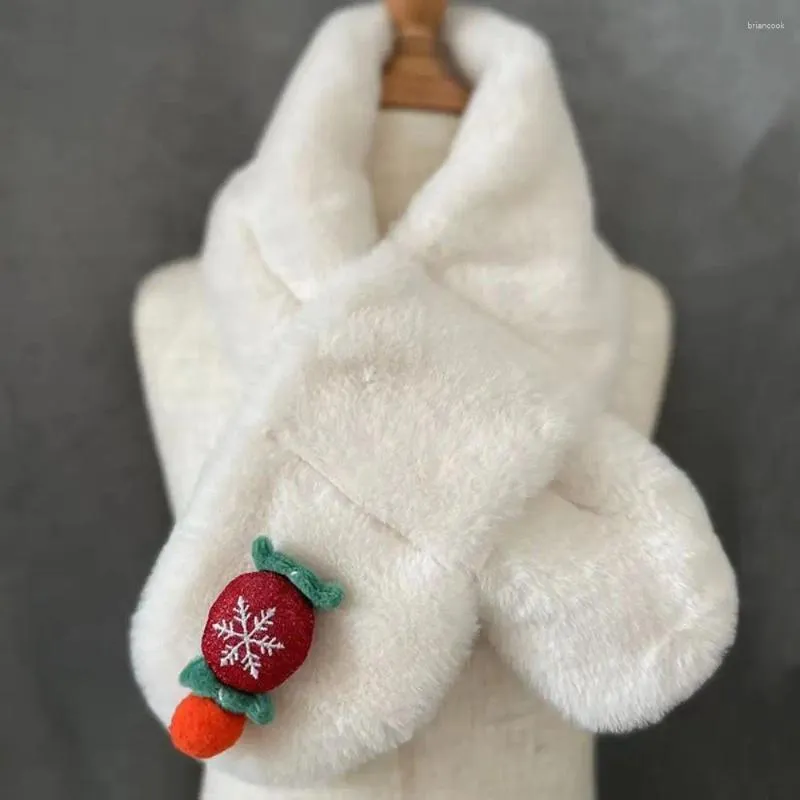 Шарфы с милым мультяшным медведем, женский студенческий зимний зимний корейский стиль, теплый плюшевый утепленный шарф из искусственного меха с крестом, осенний подарок для девочек