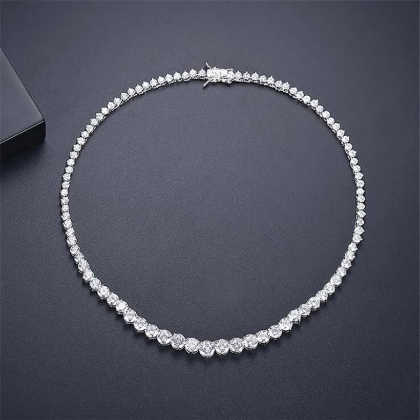 2022 Top vente mariée tennis collier étincelant bijoux de luxe 18 carats or blanc remplissage rond coupe topaze blanche CZ diamant pierres précieuses Ins Wo255V