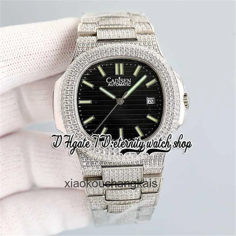 Luksusowy zegarek SF TWF5711 324SC A324 Automatyczne męskie mrożone lodowane diamenty Case Black Dial Stick Bransoletka Bransoletka ze stali nierdzewnej Super Edition Eternity J Tabil