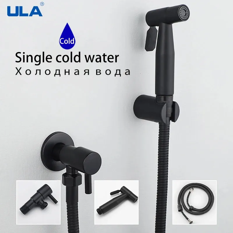 욕조 액세서리 세트 ULA BLACK BIDET FAUCET HAND PROTABLE TONETET 화장실 분무기 스테인레스 스틸 수도꼭지 욕실 샤워 헤드 자체 청소 231026