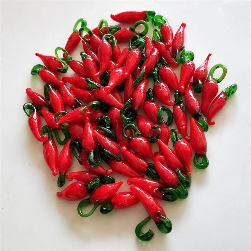 20mm 30mm Handmade Red Chilli Lampwork Beads For DIY Pendant Necklace Jewelry Red Pepper Lampwork Coloured Glaze Beads 100pcs245z