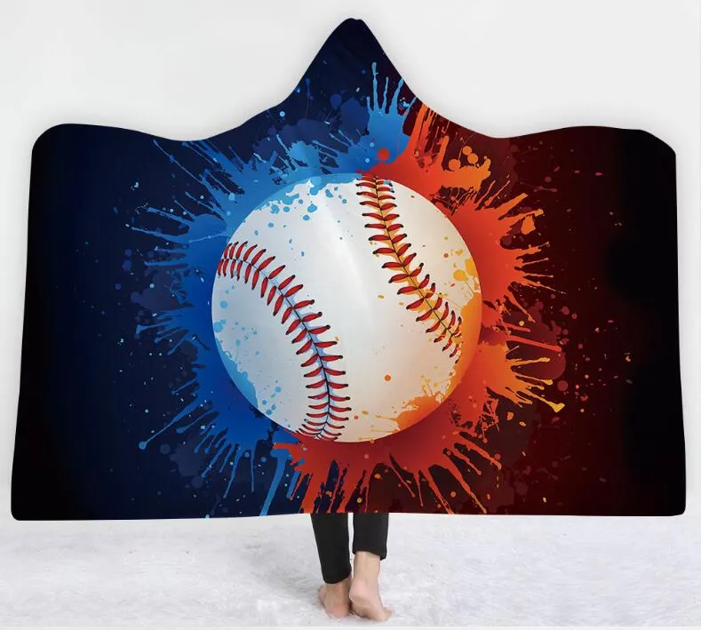 50 pezzi felpe da softball da esterno da collezione coperte da baseball Coperta con cappuccio spessa Sherpa scialle avvolgente mantello caldo mantello con cappuccio Pashmina per adulti