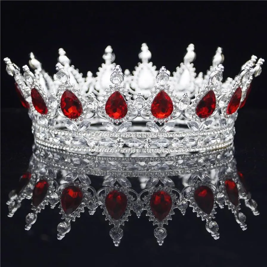 Crystal Vintage Royal Queen King Tiaras och krönar män Kvinnor Pageant Prom Diadem Ornament Bröllop hår smycken tillbehör y20072291s