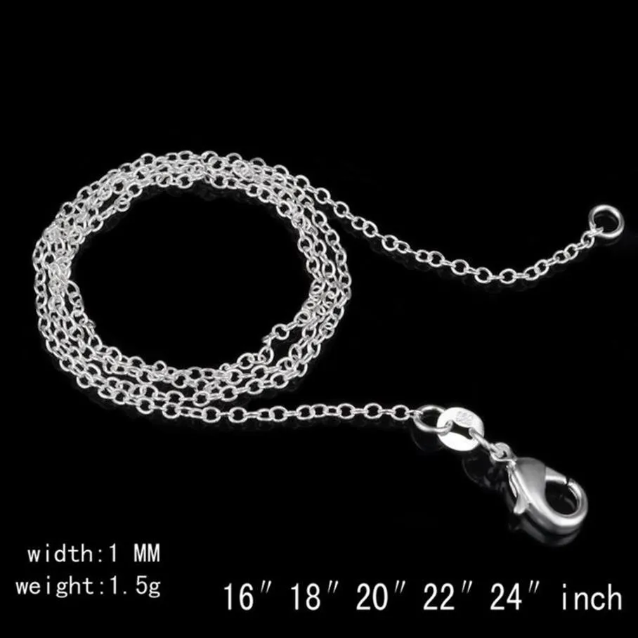 Collier en argent Sterling 925, chaîne Rolo O, bijoux 1mm 16 ''-24'', argent 925 DIY Chai263l