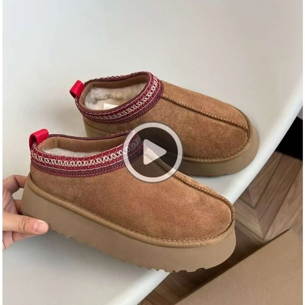 Damskie Tazz Kaptaki buty Tasman fur slajdy klasyczne Ultra Mini Buto Boots Slip-on Sheepskin zamszowy wełna komfort zimowych botków śnieżnych rozmiar 35-44