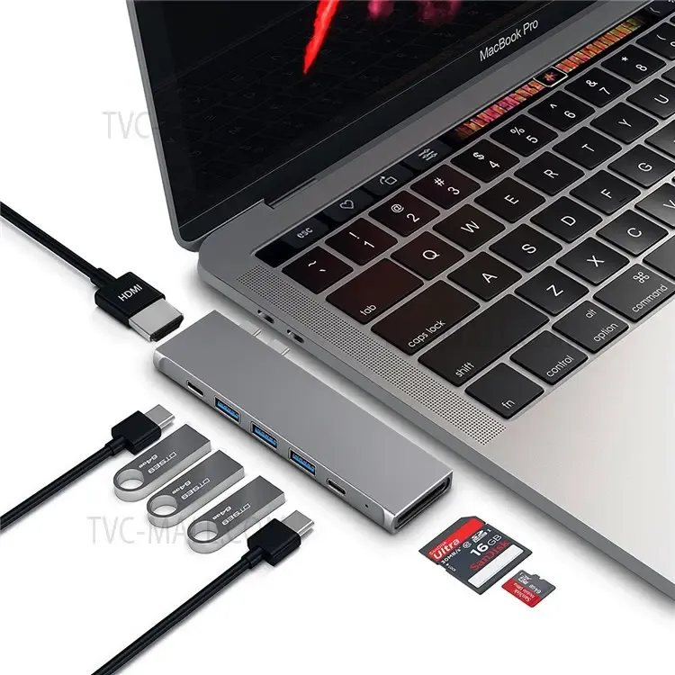 YSTC0150B 8 w 1 USB C Hub Szybkie transmisję danych adapter wielofunkcyjny przenośny przenośny kompatybilny z Thunderbolt 3/HDMI/USB 3.0