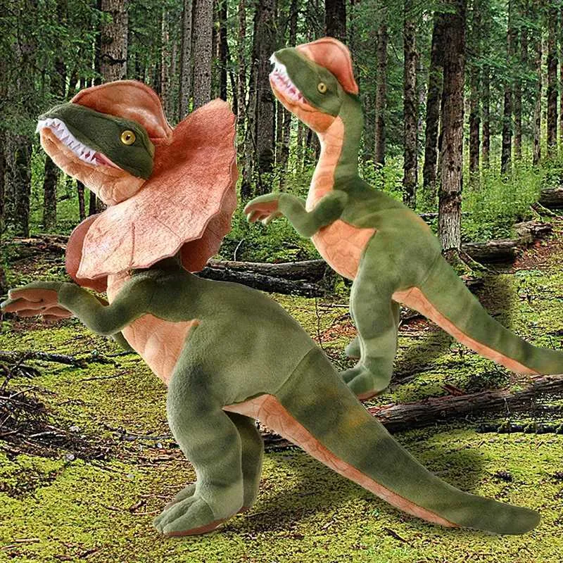 Plush Plush Animals Cool Dilophosaurus Dinozaur Pluszowa zabawka podwójna czubek jaszczurka Postanowa Figurka Zabawka Kawii dla dzieci Prezent dla dzieci Dropshippl231027