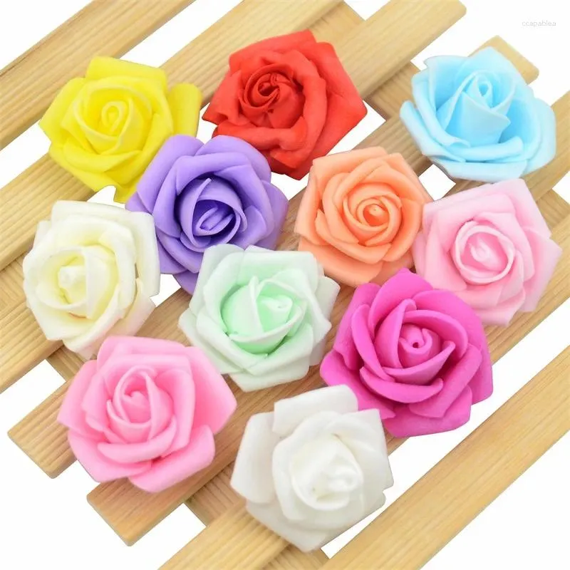 Dekorativa blommor 20st/parti 4 cm mini konstgjorda pe skum rose blommhuvud bröllop hem dekoration handgjorda diy jul falska bollhantverk