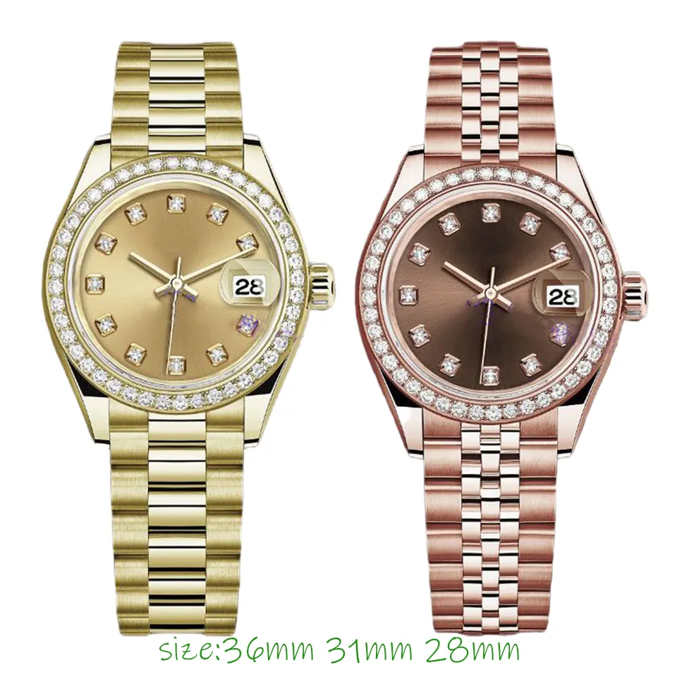 Hot selling designer womens watch 28mm31mm36mm automatic mechanical movement gold rose gold stainless steel womens movement diamond inlaid womens fashion watch