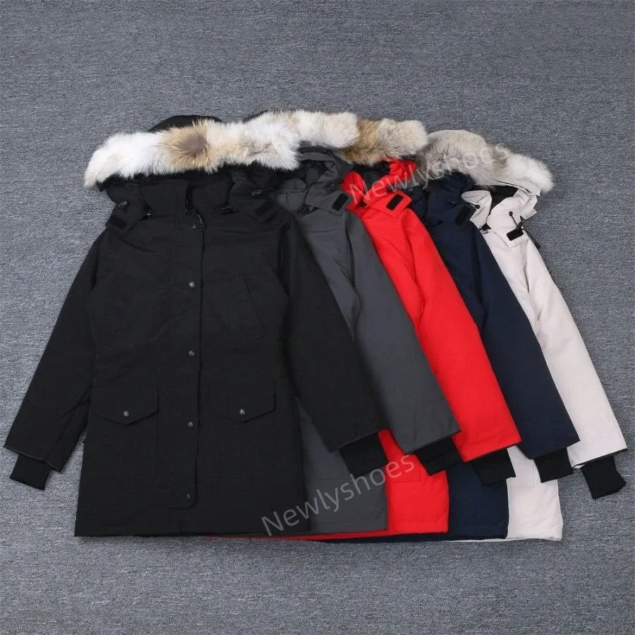 Heren donsparka's gratis verzending Designer Dames Goosie Jacket Real Coyote Fur Winter Cg Canadian Slim Parka Winddicht Outdoor Zippe Dfvh Obaj