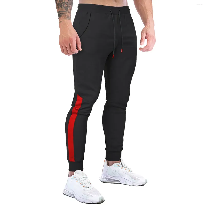 Calças masculinas Mens Sport Jogging Tracksuits Sweatpants Outdoor com bolsos com zíper Cordões Calças Streetwear