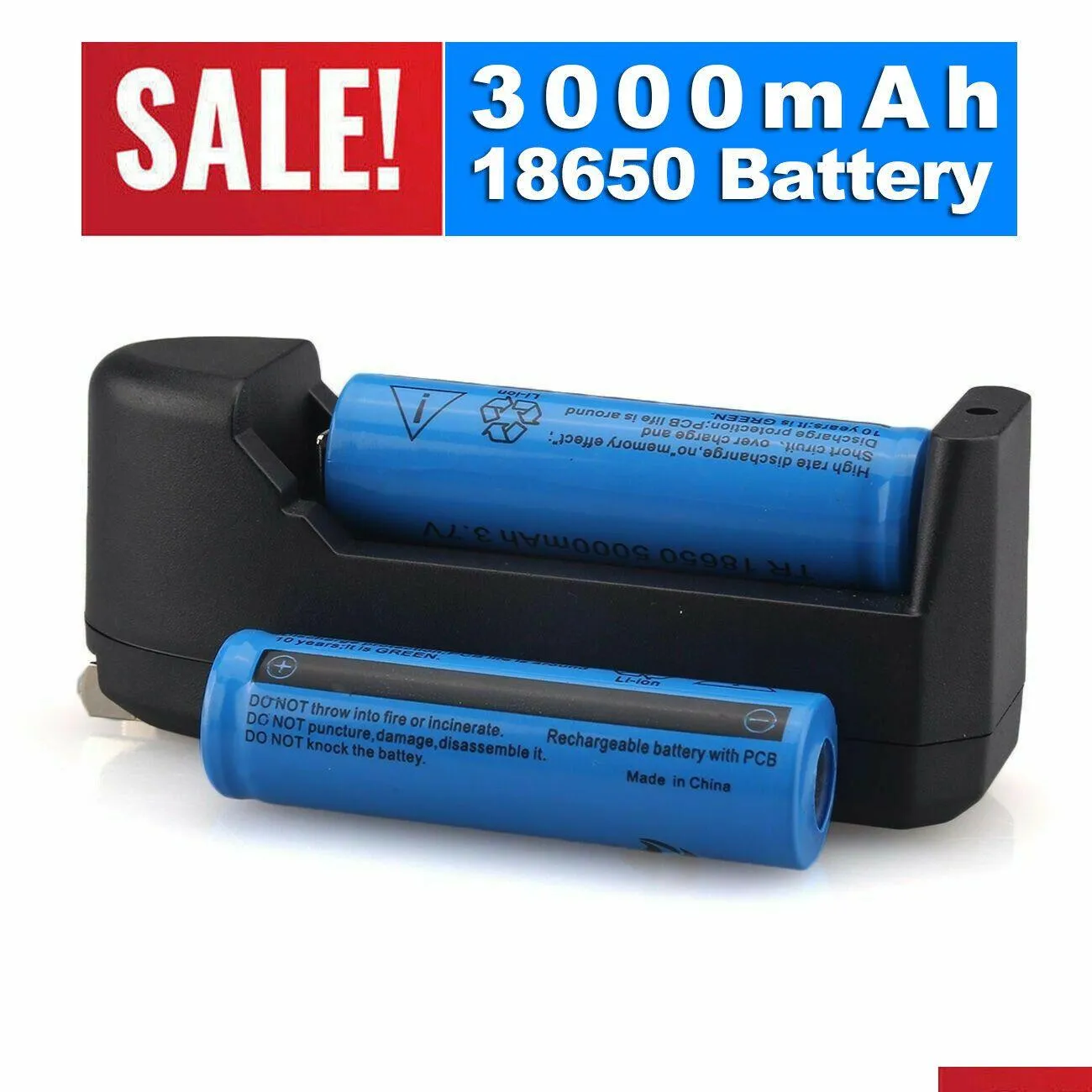 Baterias Nova 2X Bateria 3000mAh 3.7V BRC Li-Ion Recarregável para Lanterna Adicionar Carregador Inteligente Drop Delivery Baterias Eletrônicas Cha DHT7W