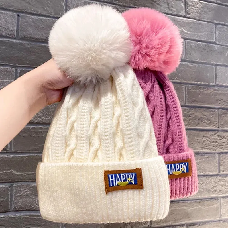 BeanieSkull Caps Frauen Hut Hohe Qualität Hinzufügen Pelz Gefüttert Pompoms Winter Stilvolle Wolle Beanie Hüte Für Warme Dicke Streetwear gestrickte Kappe 231027