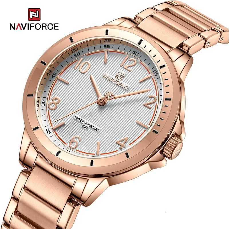 Womens Watches Arrival NAVIFORCE Fashion Woman Watch Water Resistant Female Wristwatch Stainless Steel Lady Quartz Bracelet Girl Gift 231027