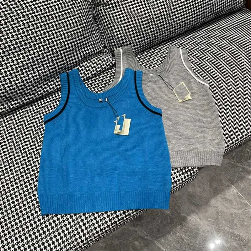 Kadın Tankları Camis Designer 2023 Erken Sonbahar Yeni Nanyou Loe Moda Yaşını Azaltan Kontrast Kayışı Baharatlı Kız Tek Parça Günlük Örme Tank Top O2LQ