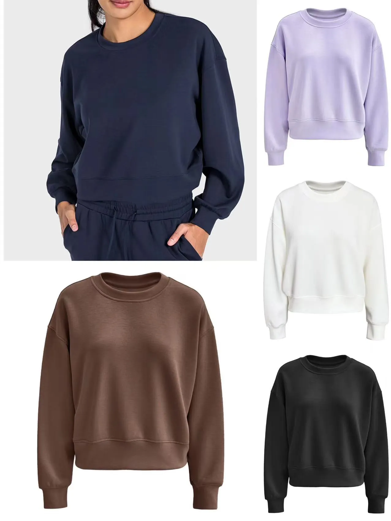 Lumen Women's Yoga Autumn and Winter Yoga kläder överdimensionerad fitness Långärmad avslappnad löpning Lös tröja Kvinnor Pullover Top