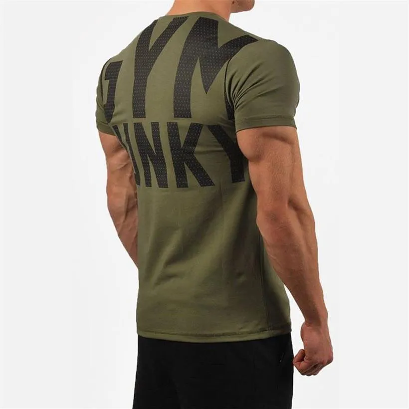 Marque Hommes T-shirt Été Crossfit Fitness Chemises Pour Hommes Mode GYM lettre imprimé Bodybuilding Manches Courtes Vêtements Coton Tee306I