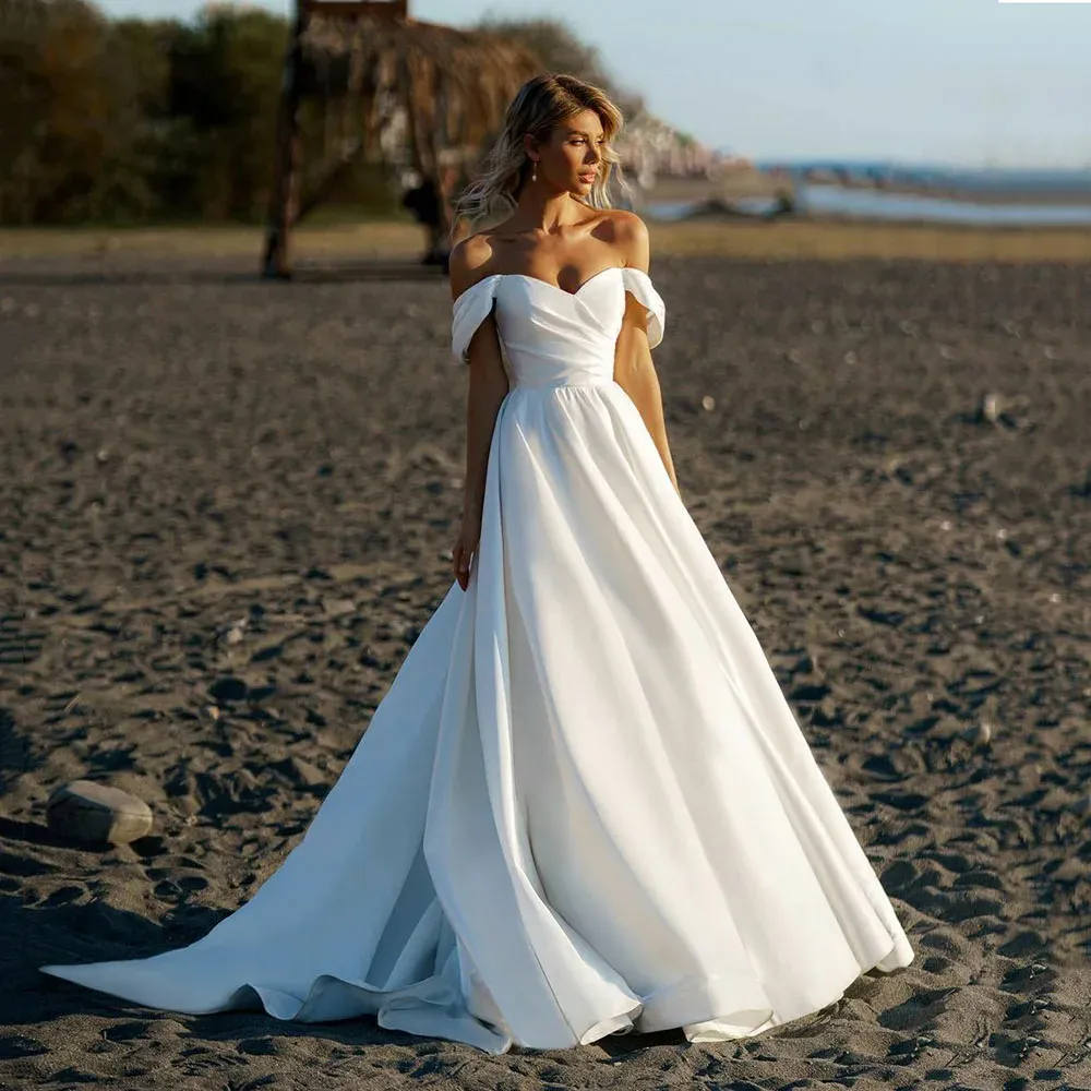 Vestido de casamento de praia para mulher 2024 sexy fora do ombro simples uma linha princesa vestido de noiva moderno robe de mariee personalizar