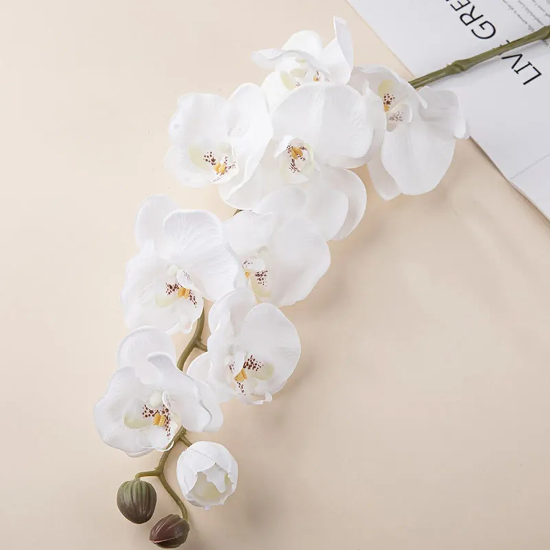 Fiori decorativi La sensazione della mano è troppo appiccicosa per bagnare la grande decorazione domestica di simulazione di fiori artificiali di nozze Phalaenopsis