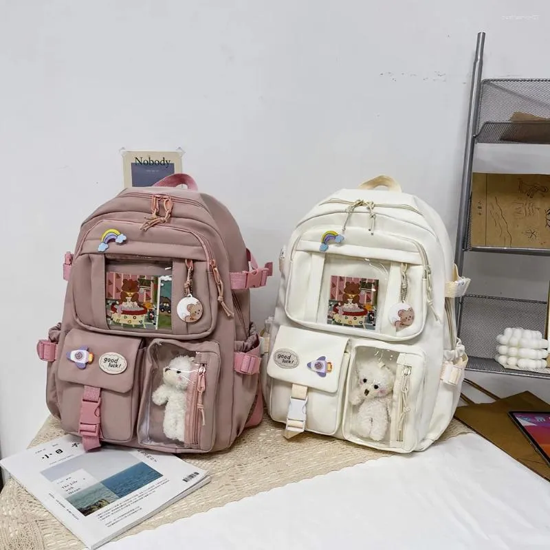 Sacs d'école filles japonaises sac à dos esthétique mignon pour étudiants adolescents poches Kawaii femmes ordinateur portable dessin animé