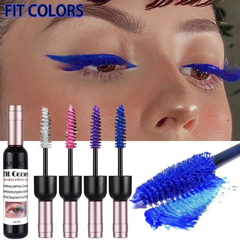 Mascara Wine Bottle 4D Silk Fiber Eyelash Waterproof Fast Dry Eyelashes Curls Extension Makeup Blue Ink 231027