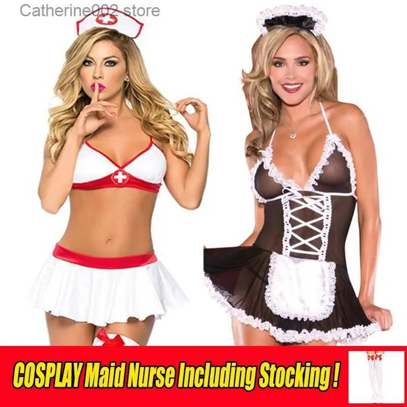 Sets De Lencería Disfraz De Cosplay De Mucama Sexy Babydoll