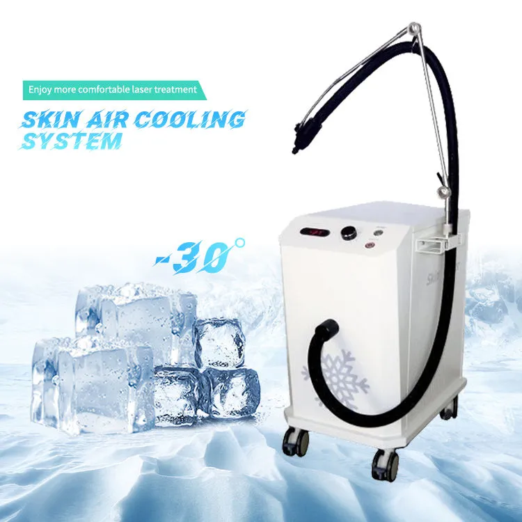 Último producto Enfriadores de aire Máquina congelada de enfriamiento de la piel para terapia con láser Eliminación de tatuajes Tratamiento con láser Salón de belleza Congelación de la piel