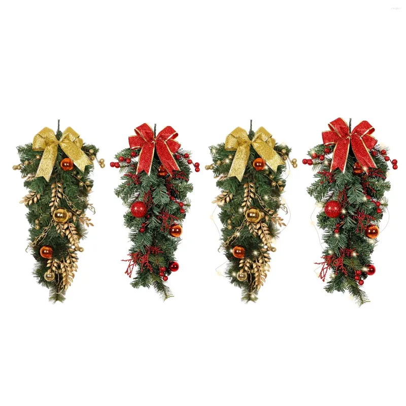 Fiori decorativi Natale albero capovolto Archi squisiti Decorazioni per feste di festa Ghirlanda di Natale Ornamento per portico a parete Casa per interni ed esterni