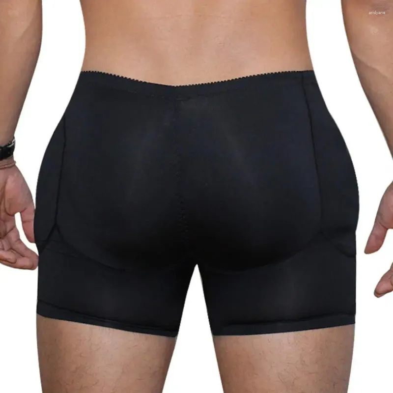 Underpants But Lift Shape Underwear Breathable Men's Boxers With Thick BuLift Padding High Elasticity Solid Color Shapewear For Enhanced