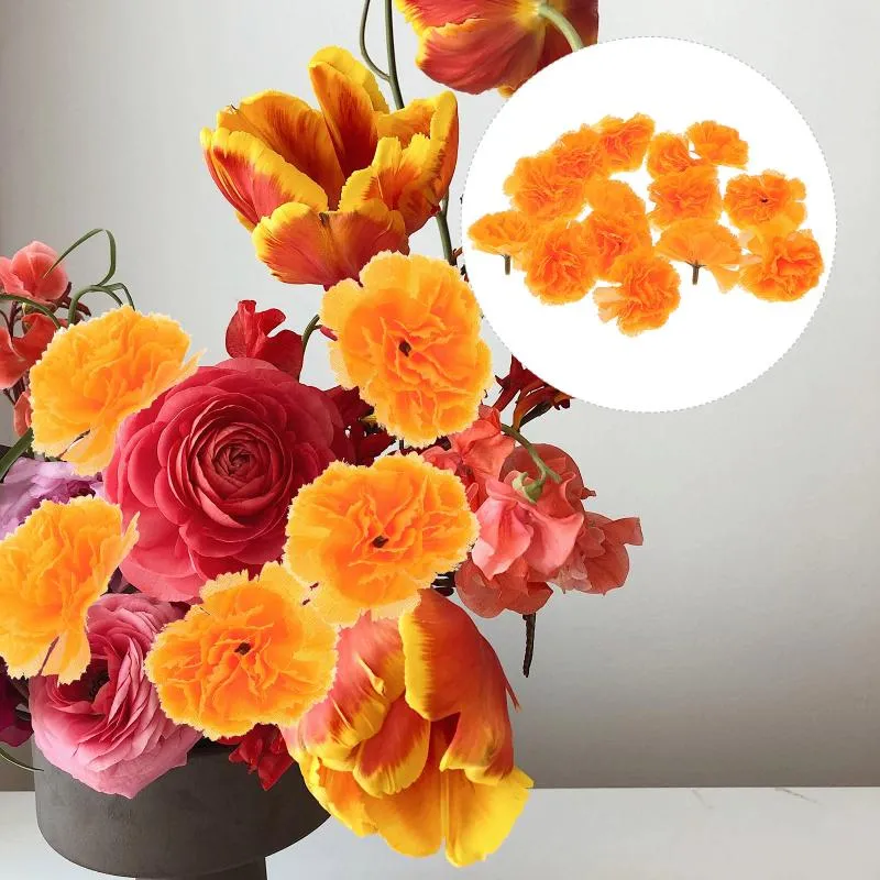 Decorative Flowers 50 Pcs Flower Gift Artificial Marigold Home Wedding Decor Ornament Party Supplies DIY Garland Making Fake Scene Layout