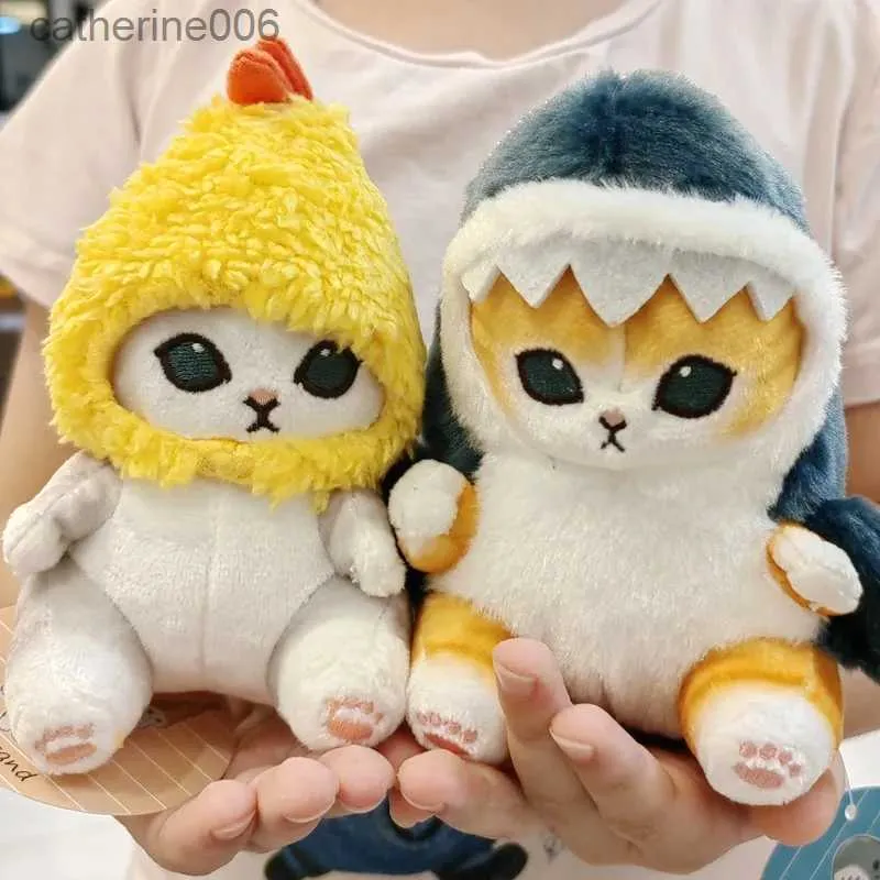 Animali di peluche ripieni Simpatico squalo gatto gamberetti fritti gatto peluche bambola ciondolo bambola bella camera borsa per auto decorazione pendente apertura regalo di festaL231027