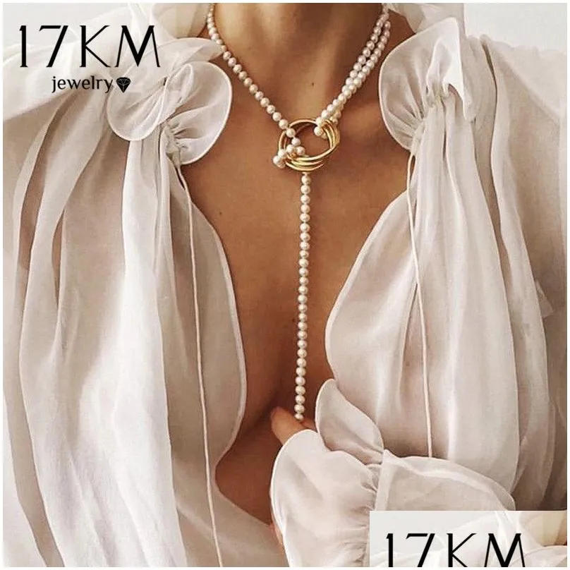 Hänghalsband 17 km vintage halsband för kvinnor mode mti-skikt skal knut pärlkedja halsband 2021 mynt cross choker dhgarden otbbl