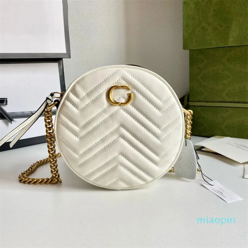 2023-Shoulder Chain Bag Ringer Round Crossbody Large Capacity Purse Student Latest Street Trend Explosive Solid Color Wavy Zipper Women'S Leather Bags 18cm