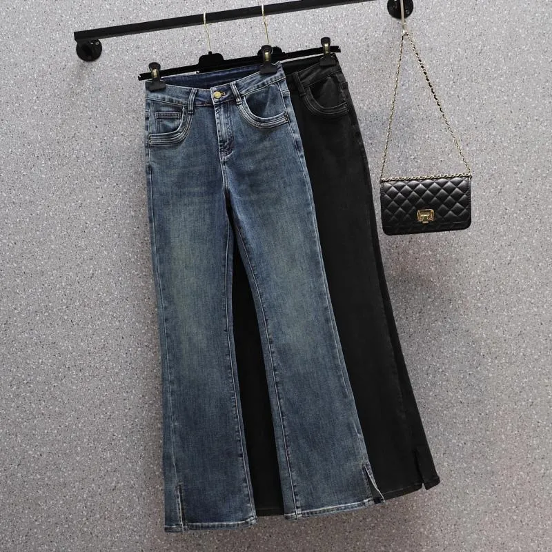 Jeans pour femmes Automne Split Stretch Flare Femme Taille Haute Boot-Cut Denim Pantalon Dames Pantalon Élastique Femme 2023 Pantalones Mujer 5XL