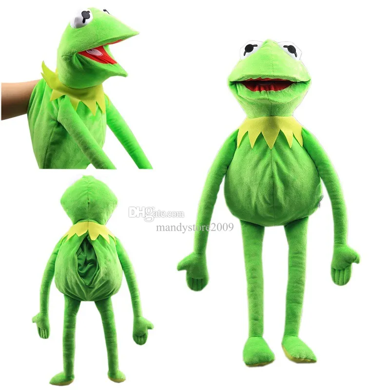 Animaux en peluche Kermit Grenouille en peluche Poupées Marionnette à main Sac à dos Peluche douce Jouet amusant pour enfants Cadeau de Noël Famille de grenouilles vertes