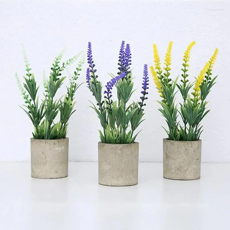 Flores decorativas Planta Artificial En Maceta Romántica Provenza Lavanda Para Decoración Del Hogar Boda Navidad Falsa