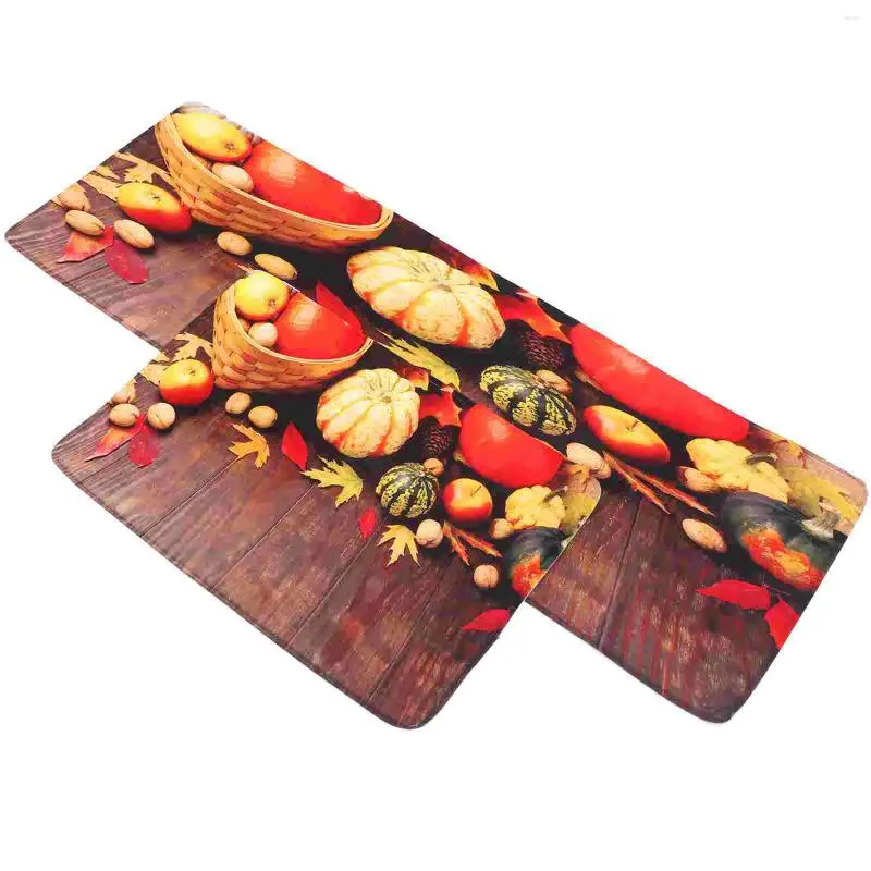 Tapis 2 pièces décor d'automne tapis de cuisine tapis de citrouille tapis de sol tapis de salle de bain coussin décoratif