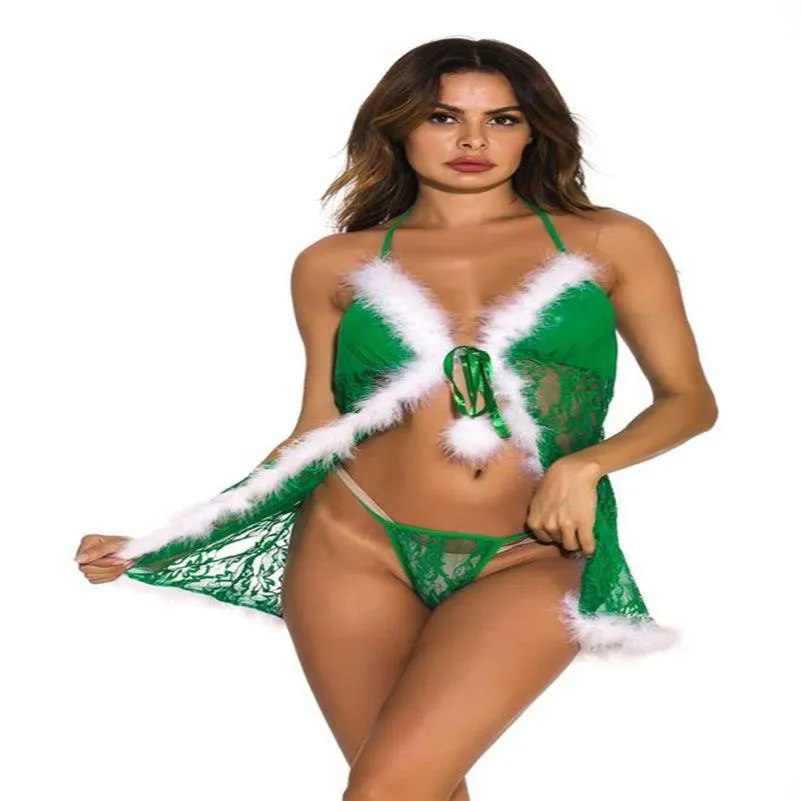 Conjunto de lingerie feminina de natal sexy renda impressão sutiã estilingue e calcinha terno de duas peças para lua de mel aniversários de casamento sutiãs se265j