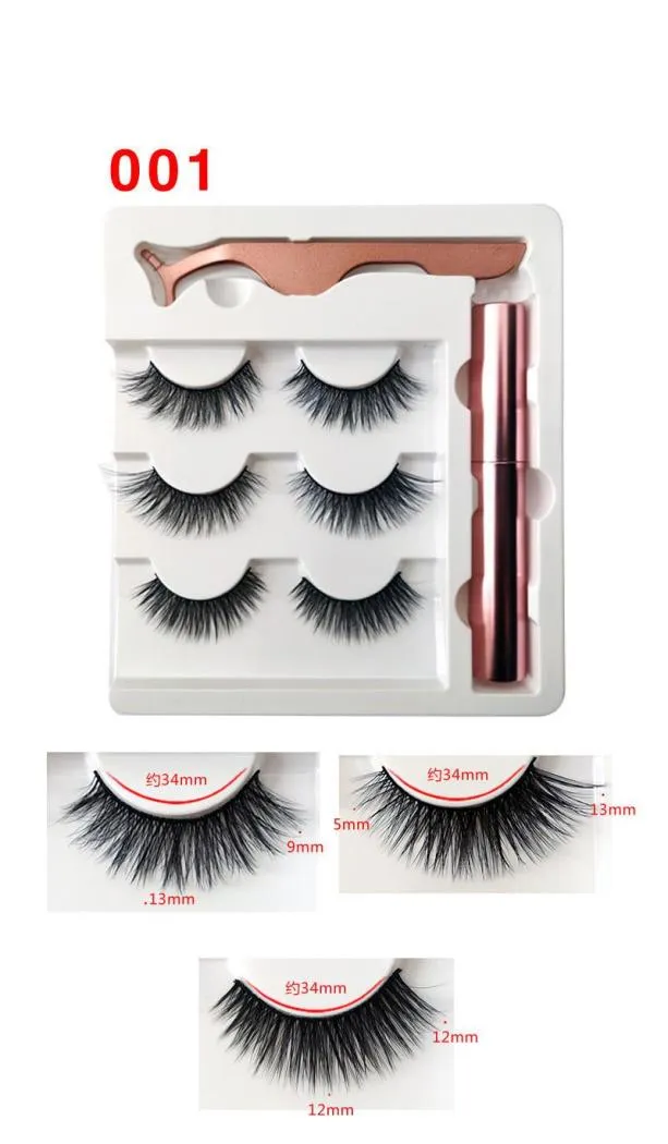 Epacket Ny 5in1 Magnetiska falska ögonfransar Set 3D Mink False Eyelashes Magnetiska ögonfransmagnetiska vätskekoyeliner och Twezer9458738