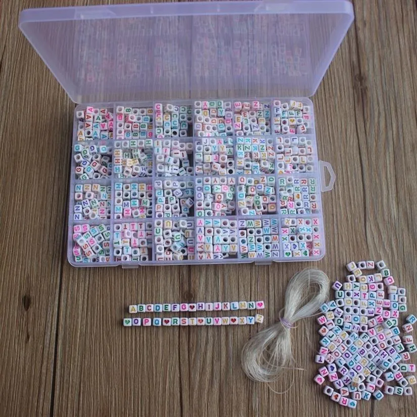 1620pcs English Letters Acrylic Beads Cover Square Flat Bead For Jewelry Making Charm Bracelet Necklace Plastic Letter Beads 20093310k