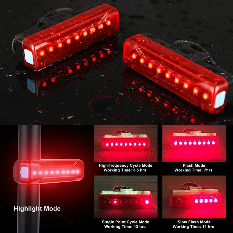 Feux de vélo Feux arrière de vélo USB charge LED feux arrière super lumineux rouges pour casque de vélo feux arrière d'avertissement de sécurité 231027