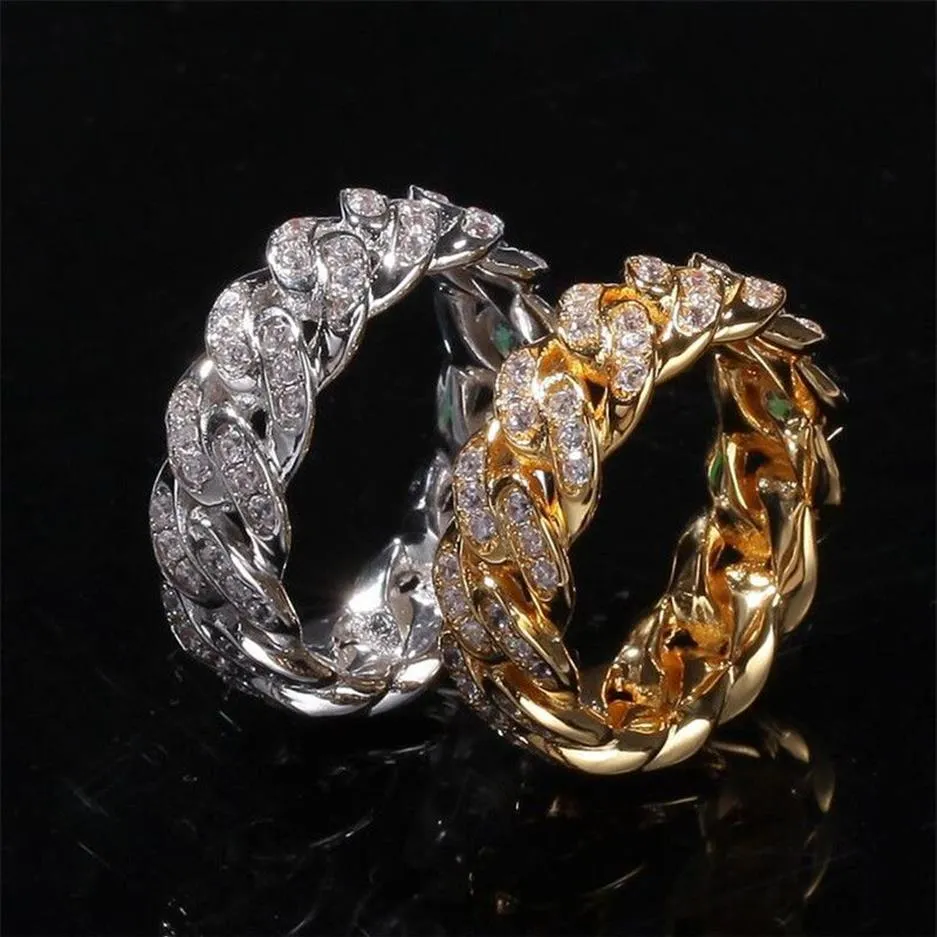 Hip Hop Vintage-Schmuck Eheringe Guba 18K Weißgold füllen voller 3A Zirkon funkelnde Party Ewigkeit CZ Diamant Frauen Engagement212j