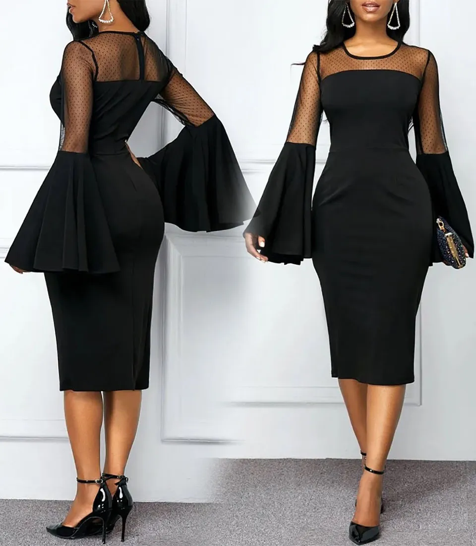 Mother's Dresses Black Mother Of The Bride Custom Plus Size Zipper New Formal Straight Knee-Length Satin O-Neck Long Sleeve Tulle