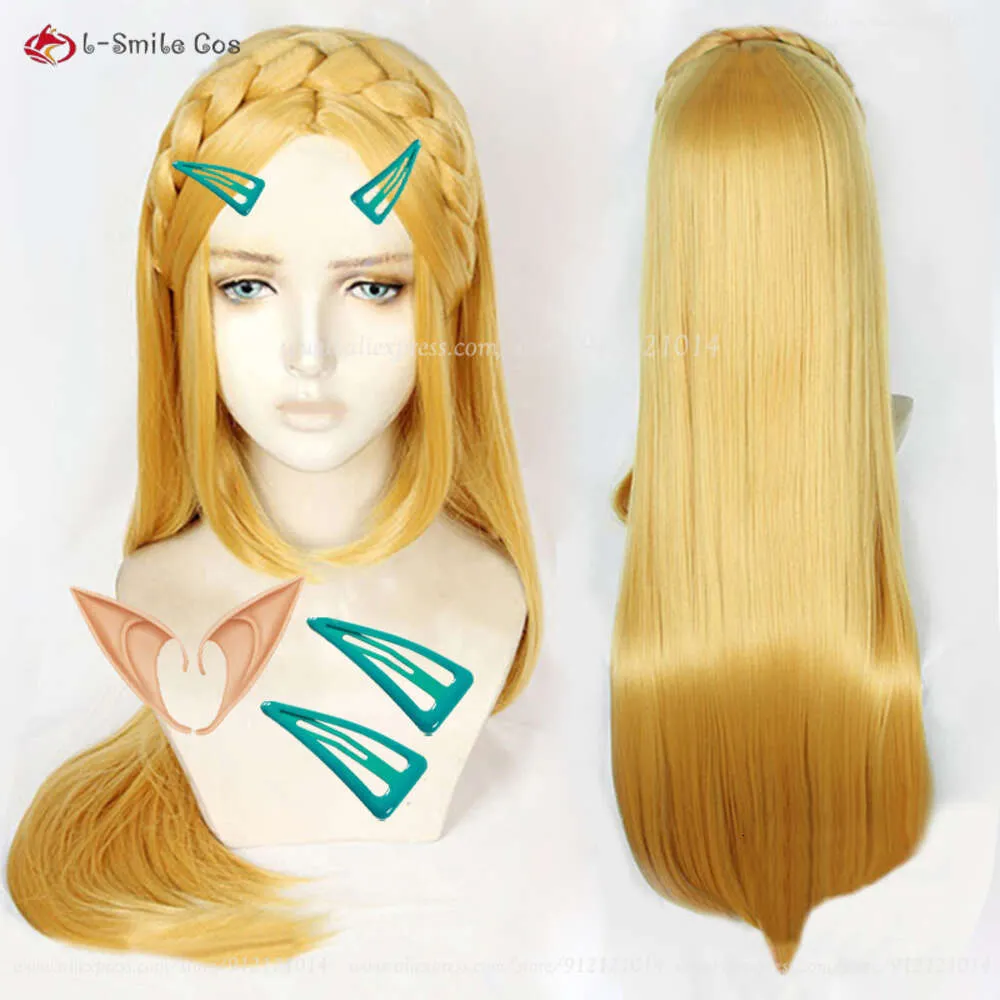 Catsuit Costumes 80cm Golden Yellow Braids Twilight Princess Anime Cosplay Wig Heat Resistant Women Wigs